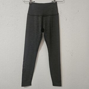 Beyond Yoga x barre3 Collaboration Leggings - Grey Micro-Stripe Made In USA